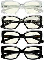 Eyekepper 4-Pack Reading Glasses Blue Light Blocking Stylish Computer Glasses Readers Women +1.5