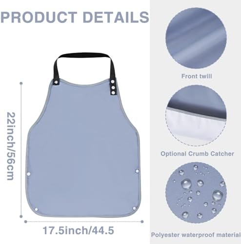 3 Pack Adult Bibs for Elderly Women Men Clothing Protector with Crumb Catcher Reusable Waterproof Adjustable