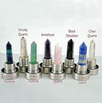 Natural Crystal Water Bottle Reusable Gem Glass Water Bottle Natural Crystal Point Healing Obelisk Wand Elixir Quartz Crystal Water Bottle for Making Crystal Infused Gem Water