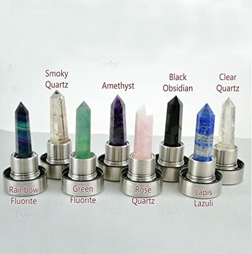 Natural Crystal Water Bottle Reusable Gem Glass Water Bottle Natural Crystal Point Healing Obelisk Wand Elixir Quartz Crystal Water Bottle for Making Crystal Infused Gem Water