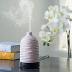 Airome Harmony Medium Porcelain Essential Oil Diffuser|100 mL Humidifying Ultrasonic Aromatherapy Diffuser 8 Colorful LED Lights, Intermittent & Continual Mist, Auto Shut-Off, White