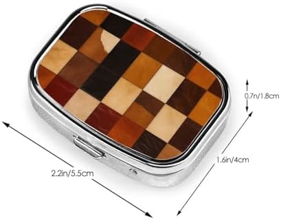 Rustic Western Cowboy Leather Patchwork Portable Square Metal Pill Box with 2 Compartment for Pocket Or Purse Travel