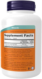 NOW Foods Supplements, Potassium Gluconate 99mg, Easier to Swallow, Essential Mineral*, 250 Tablets