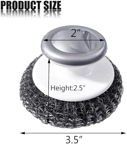 Stainless Steel Wool Scrubber with Handle, Heavy Duty Dish Scrubber, Steel Brush for Cleaning Pots, Pans, Grills, Sink (4 Pack)