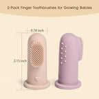 Moonkie Baby Toothbrush Finger Toothbrush Oral Cleaner Kit for 3 Months +, 2 Pcs (Warm Taupe/Ivory)