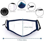 Premium Cotton Reusable Washable Face Mask with Breathing Valve & Filter Pocket (Included 5 FREE Filters) (Navy, 3 Pieces)