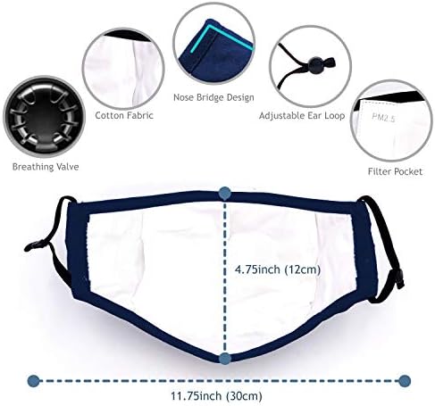 Premium Cotton Reusable Washable Face Mask with Breathing Valve & Filter Pocket (Included 5 FREE Filters) (Navy, 3 Pieces)