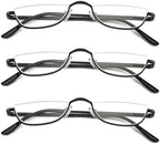 Half Frame Reading Glasses - Half Moon Readers with Spring Hinge for Women Men