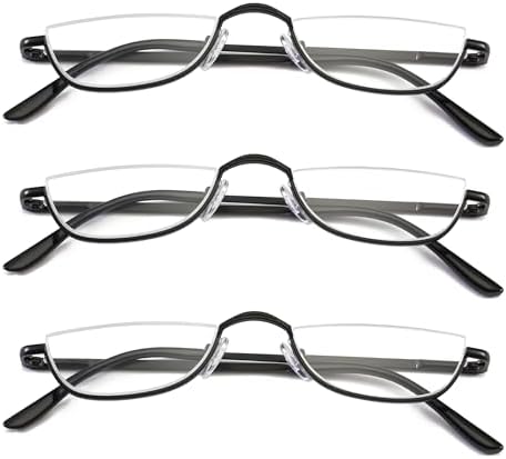 Half Frame Reading Glasses - Half Moon Readers with Spring Hinge for Women Men