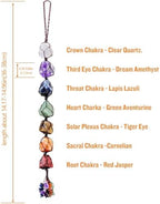 Runyangshi Large 7 Chakra Raw Crystal Hanging Ornament - 30-40cm Handmade with Natural Stones for Home, Window, Feng Shui, Meditation, Yoga & Energy Healing