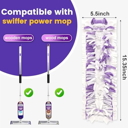 5X Cleaning Power Mop Pads Compatible with Swiffer PowerMop, Disposable Mopping Pad Refills for Cleaning, Multi-Surface Wood Floor Replacement Pads