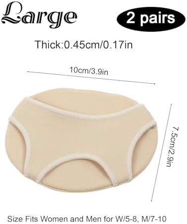 2 Pairs Thick Metatarsal Pads, Metatarsal Foot Pads for Women Men, Non Slip Ball of Foot Cushions Sleeves with Gel for Metatarsalgia(W5-8,M7-10)