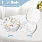 Retainer Case, Denture Case Night Guard Mouth Guard Compatible with Invisalign，With Mirror and Ventilation Holes，Colorful Bohemian Leaves