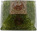 Orgone Pyramid with Peridot Crystal and Healing Coil Quartz Point - Natural Healing Stones Orgonite Energy Generator for Yoga Meditation