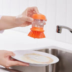 VIDEVECKMAL dish-washing brush with dispenser, bright orange