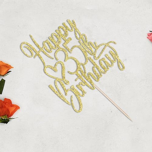 Gold Glitter Happy 35th Birthday Cake Topper - Cheers to 35 Years Cake Topper, 35 & Fabulous Cake Decoration for Hello 35th Birthday Anniversary Party Cake Decorations Supplies