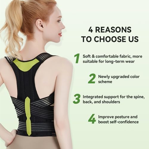 Posture Corrector for Women and Men, Invisible Full Back Support Brace with Enhanced Breathable Mesh, Shoulder Straightener for Back & Neck Pain Relief, Scoliosis & Posture Improvement, Large