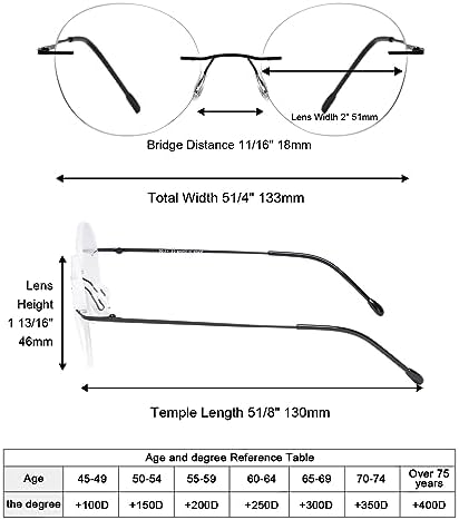 Eyekepper Frameless Reading Glasses Women - Round Rimless Readers Men Silver +0.50