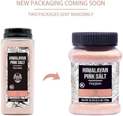 Soeos Himalayan Pink Salt, Fine Grain, 39oz (2.4 LB), Non-GMO Himalayan Salt, Kosher Salt, Pink Himalayan Sea Salt