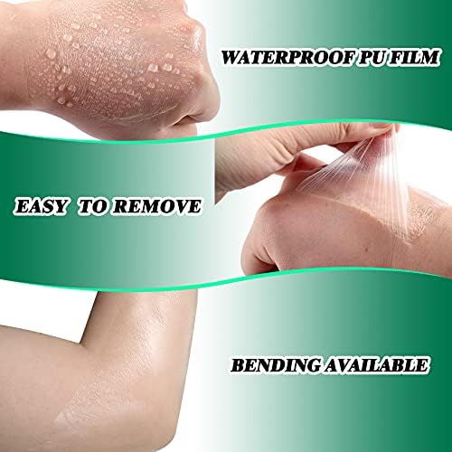 Nuanchu 60 Pieces Transparent Stretch Adhesive Bandage Waterproof, Film Clear Dressing Bandages Dressing Tape for Swimming Skin, Ellipse(3.2 x 4 Inch)