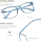 Vintage Square Progressive Multifocal Presbyopic Glasses, Photochromic Gray Sunglasses for Men Women Readers (Clear Blue,+0.00/+1.75 Magnification)