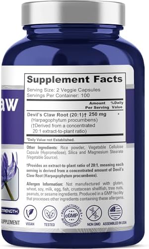NusaPure Devil's Claw, 250 mg, 200 Veg Capsules (Non-GMO, Vegan)