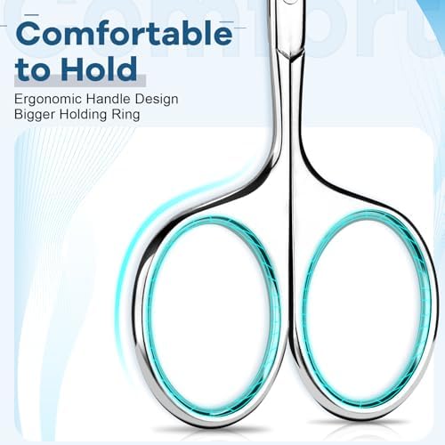 Hdama Nose Hair Scissors, Small Sicssors for Men Women Grooming Facial & Ear Hair, Trimming Eyebrow, Mustache, Beard with Safety Blunt Tip