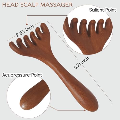 Wood Scalp Massager 2 Pcs, Head Massager Comb for Deep Relaxation & Stress Reduction, Head Scalp Massage Tool for Father's Day and Mother's Day Gifts