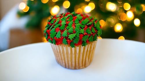 EDIBLE ACCENTS CHRISTMAS TREE - Gluten-free, Egg Free, Nuts Free, Kosher, Sprinkle Medley Mix, For Baking, Decorating, Cookies, Cupcakes, Cakes, Topping, Jimmies, Sugar Shapes
