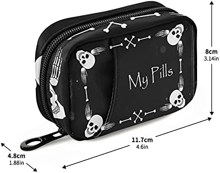Halloween My Pill Box 7 Day Skull Pill Case Travel Pill Organizer Bag with Zipper Portable Weekly Case Compact Size for Vitamin Supplement Holder