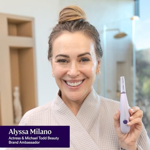 Michael Todd Beauty Sonicsmooth Pro+ Dermaplane Razor for Women Face + Eyebrow Trimmer Dermaplaning System w/LED Light Peach Fuzz Remover -16 Dermaplaning Blades & 2 Microsmooth Exfoliation Tips