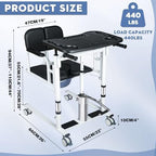 Patient Lift Transfer Chair for Elderly and Home, Portable Adjustable Height Lift Nursing Wheelchair 180° Split PU Leather and Thickened Sponge Seat, 440lbs, 4 in1 Footrest Hydraulic Lift Chair