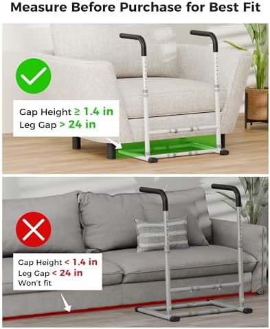 Couch Stand Assist Aid for Elderly, Sofa Chair Lift Assist Devices for Seniors Sit to Stand, Standing Aids & Supports, Pregnancy, Disabled, Floor Gap Height ≥ 1.4" Leg Gap ＞24", White
