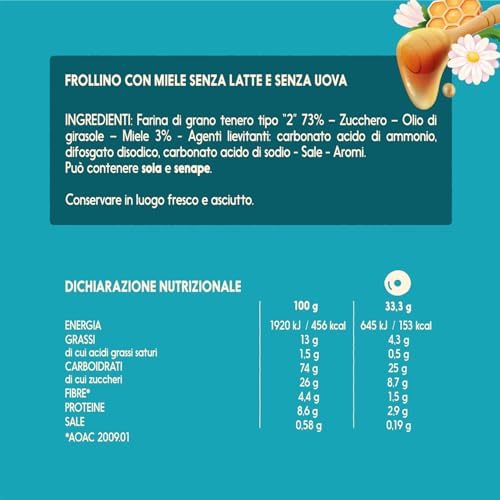 Biscotti al miele privolat senza latte e uova confezione da 400 grammi Misura