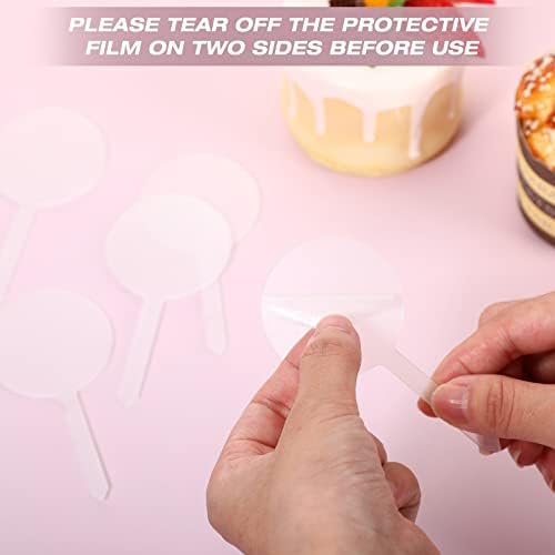 Chunful 30 Pack 2 Inch Circle Acrylic Custom Cupcake Topper, DIY Clear Blank Cake Personalized Cupcake Topper with Sticks for Birthday Party, Graduation, Wedding, Mother's, Baby Shower Cake Decoration