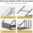 kimilus Coffee Syrup Rack for Coffee Bar Accessories, Fits with Torani and Monin Syrup, Coffee Bar Organizer Holds 4 Bottles