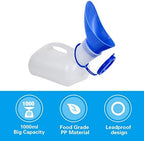 AWOKEN Unisex Urinal, Portable Toilet Urinal for Men and Women, Pee Bottle with a Sealed Lid and Funnel for Elderly Kids and Patients for Camping Outdoor Travel (Blue-1 Set of Urinal)