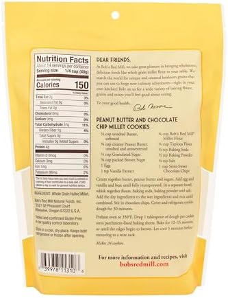Bob's Red Mill Stone Ground Whole Grain, Millet Flour, 20 Ounce (Pack of 4)