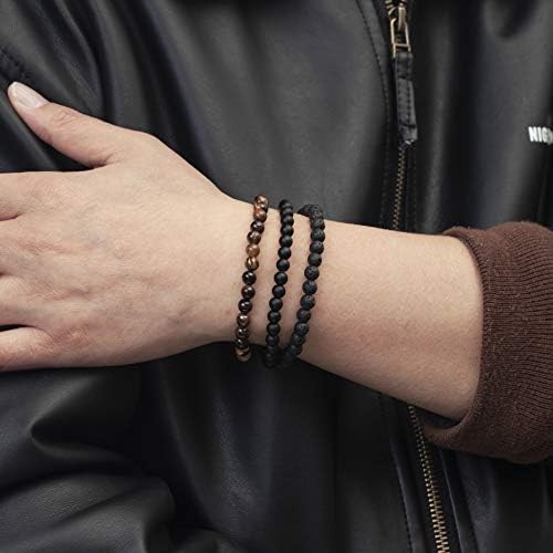 Softones 6MM Lava Rock Aromatherapy Anxiety Essential Oil Diffuser Beads Bracelet for Women Men,Friendship Couples Gifts Natural Stone Bracelets