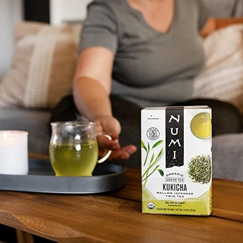 Numi Organic Kukicha Japanese Green Tea, 48 Green Tea Bags, Roasted Japanese Twig Tea, Caffeinated