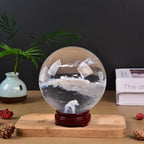 JIC Gem Large Smelting White Quartz Sphere Ball Artificial Healing Crystal Stone Decorative Ball with Stand Reiki Chakra Meditation Gift 4.33-4.72 Inch