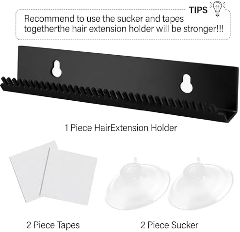 Hair Extension Holder Braiding Hair Rack Hair Extension Hanger Hair Holder Weft Holder w/2 Suction Cups Designed to Securely Hold Extra Wide Wefts While You Wash, Color, Style & Store