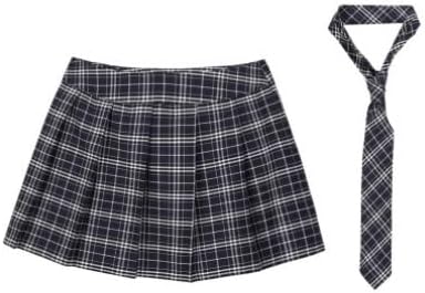 Alvivi Women School Girl Lingerie Set Sexy Role Play Uniform Mini Plaid Skirt with Necktie Outfit