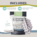 Cultures For Health Soy-Free Tempeh Starter Culture | 4 Packets Spores for DIY Plant Based Meat | Gluten Free, Non-GMO Indonesian Food | Make Meatless Bacon, Vegan Nuggets, & More High Protein Snacks