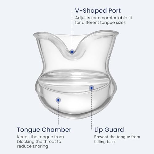Tongue Stabilizing Device Mouthpiece - FDA-Cleared, Reusable, BPA-Free Anti Snore Solution & Comfortable Tongue Retainer to Reduce Snoring for Better Sleep, Fits Men & Women(1 Pack)
