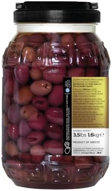 ILIADA Kalamata Pitted Olives, Net Wt 6.8 Lbs | Dr Wt 3.5 Lbs – 100% Hand-Picked & Traceable – Authentic Greek Olives in Brine