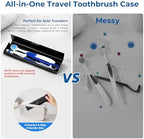 Wider Aluminum Toothbrush Travel Case, Portable Travel Toothbrush Holder, Durable Manual Toothbrush Box Container for Traveling, Bathroom, Camping, Business Trip, Black
