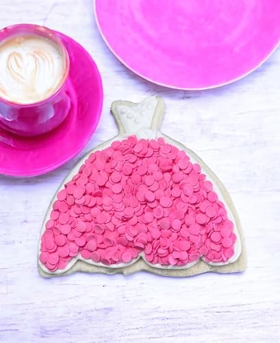 EDIBLE ACCENTS PINK SEQUINS - Confectionery Accents, Gluten Free, Egg Free, Nuts Free, Kosher, Fancy Sprinkles Medley Mix, For Baking, Decorating, Cookies, Cupcakes, Cakes, Great Topping, Jimmies, Sugar Shapes, 2.75oz