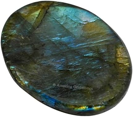 Amazing Gemstone Labradorite Thumb Worry Stone, Anxiety Stone, Healing Crystals - Piedra Crystal Fidget for Gift, Meditation, Calming, Relaxation, Stress Relief