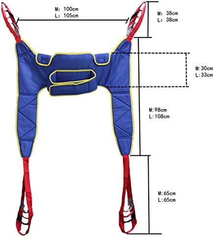 Patient Lift Toileting Sling 180 kg Load Capacity, Full Body Disabled Lifting Harness Toileting Hoist Sling Commode Lifter Divided Leg Sling for Elderly,M